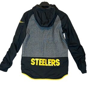 Pittsburgh Steelers NFL Nike Jacket Hoodie Windbreaker M Gray Black Yellow Zip